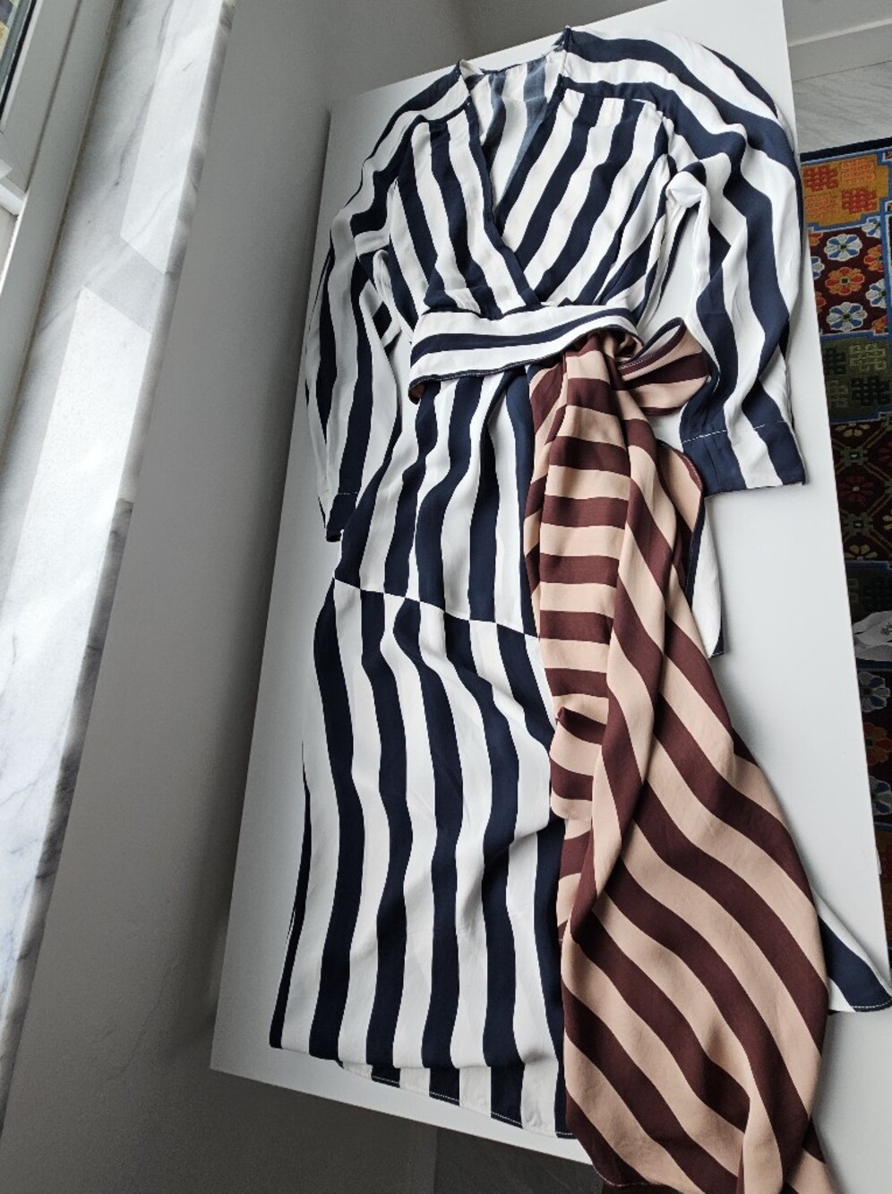 Reiss Nola Colourblock Asymmetric Stripe Midi Dress - Picture 10 of 16